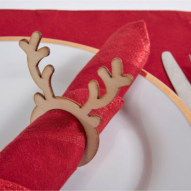 Reindeer Napkin Ring 6 Pack - Natural