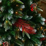 Red Christmas Glitter Fern & Feather Pick