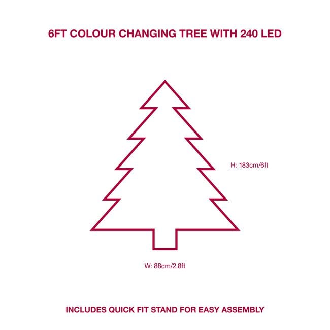 Multicolour 6ft Christmas Tree w/ Twinkling Lights