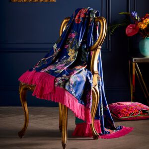 LAURENCE LLEWELYN-BOWEN Cotswold Fantasia Navy 130X180cm Throw 
