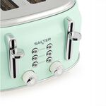 SALTER RETRO GREEN CURVED BODY 4 Slice Toaster