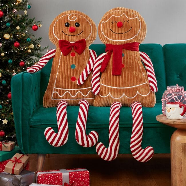 Gingerbread Love Shaped Christmas Cushion