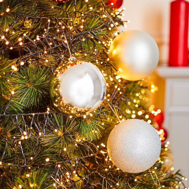 3 PACK 12Cm SILVER Baubles