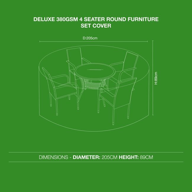 Deluxe 380GSM 4 Seater Round Furniture Set Cover 