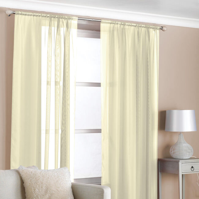 Slot Top Voile Curtains Cream 2 Pack