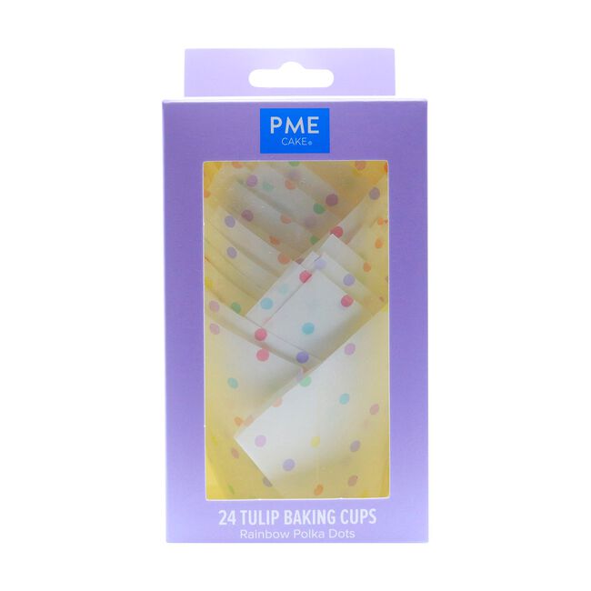 PME Rainbow Polka Dot 24 Tulip Muffin Cases