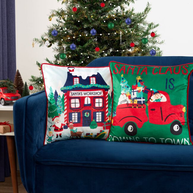 Santa's WorkShop 2 Pack Cushion Covers 45cm x 45cm