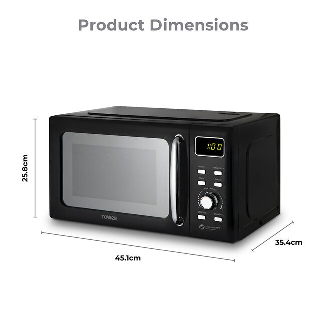 Tower 800W Black 20L Digital Microwave