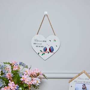 Robin Wooden Plaque Heart
