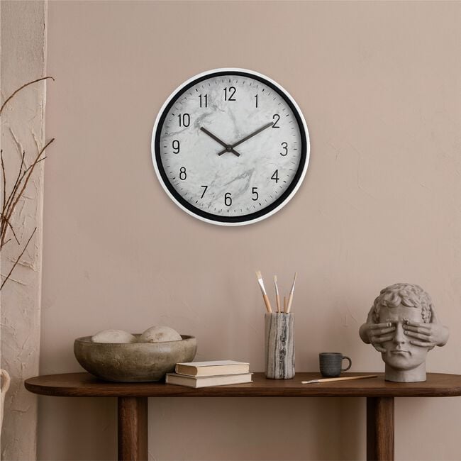 Marble Grey Clock 12'' 