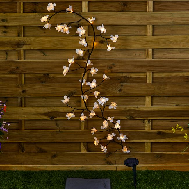White Magnolia Branch Solar Light