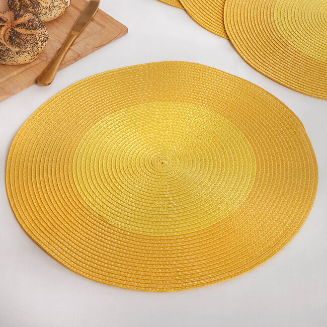 Ombre Round Woven Place Mat Ochre