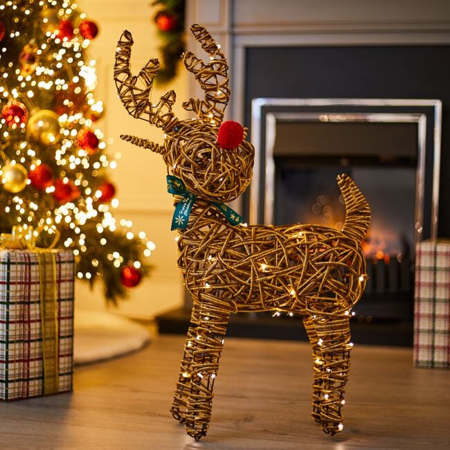 Wicker Reindeer with Warm White LED