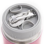 Stainless Steel Pink Soup Flask with Spoon 470ml