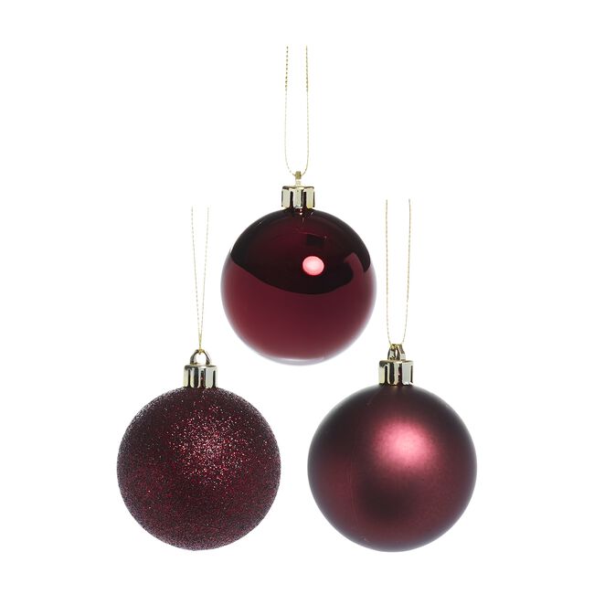20 PACK BURGUNDY Bauble Set