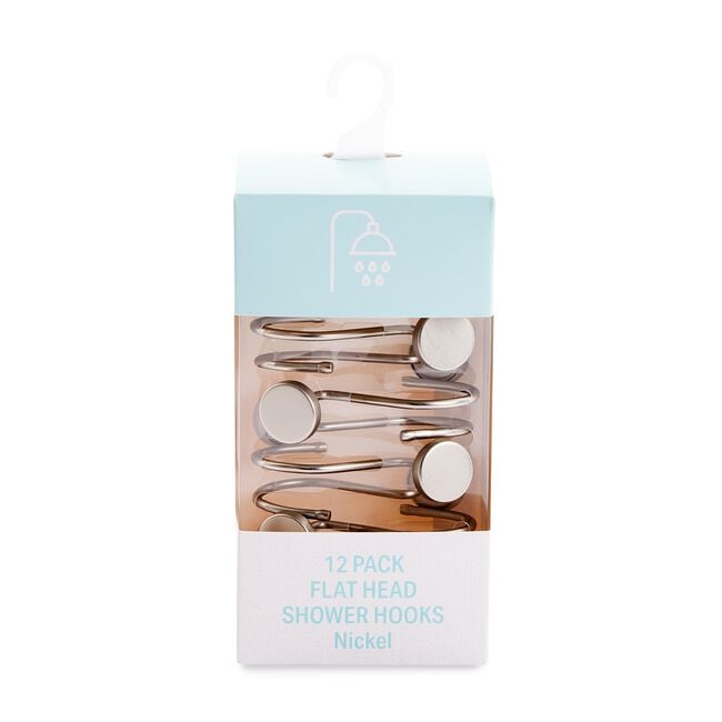 12 PACK FLAT HEAD NICKEL Shower Hooks 
