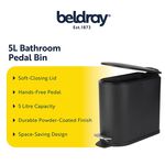BELDRAY 5L D SHAPE BLACK Soft Close bin