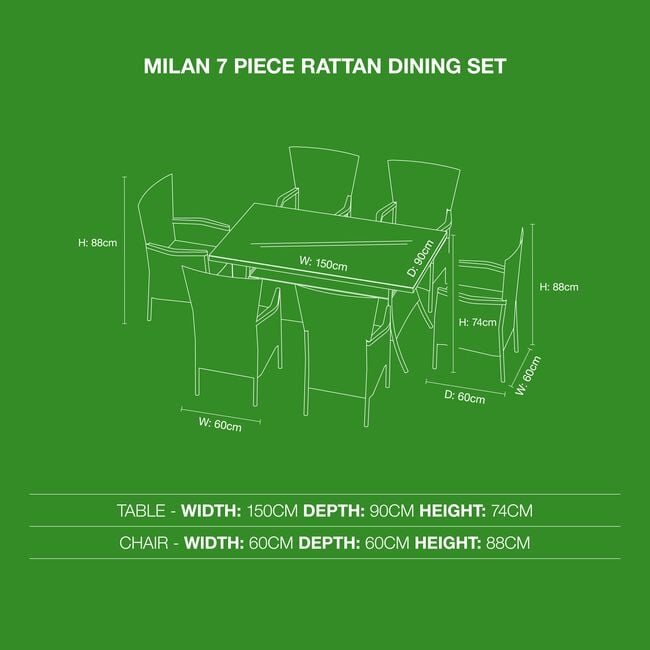 Milan 7 Piece Rattan Garden Furniture Set