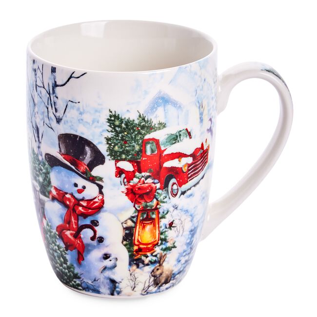 Love Christmas Snowman & Red Car Mug 