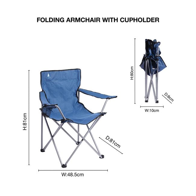 FOLDING ARMCHAIR With Cupholder - Blue
