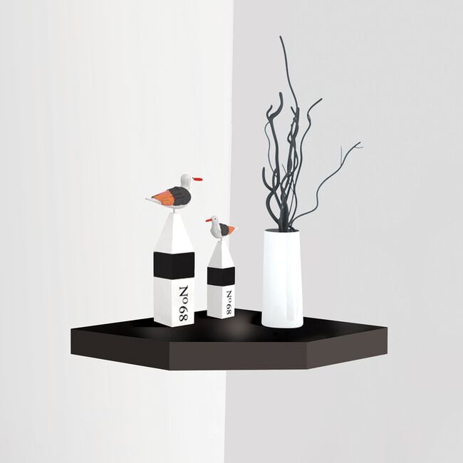 Bergen Corner Black Floating Shelf