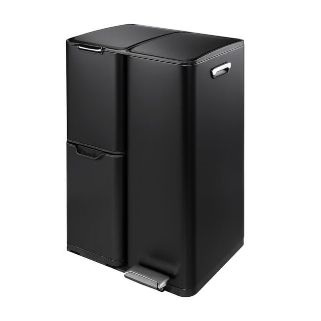 NORDHAUS BLACK TRIPLE COMPARTMENT 60L RECYCLING Bin