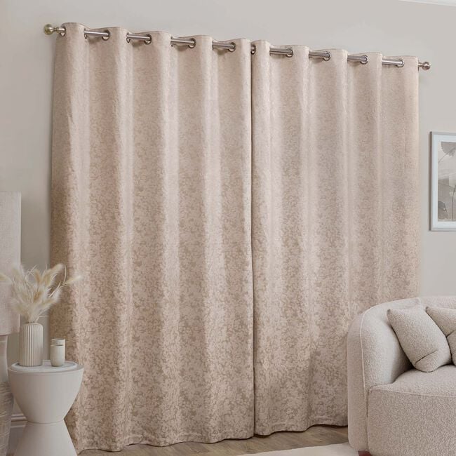 BRUSHED FLORAL IVORY 66x54 Curtain