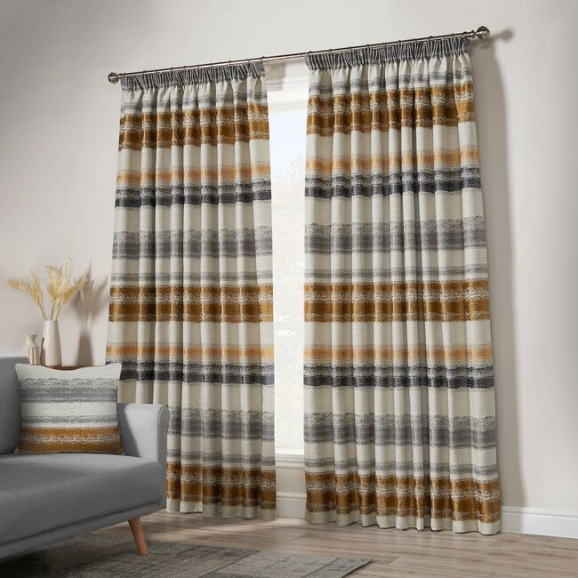 PENCIL PLEAT TRIBECA STRIPE GREY 90X90 Curtain