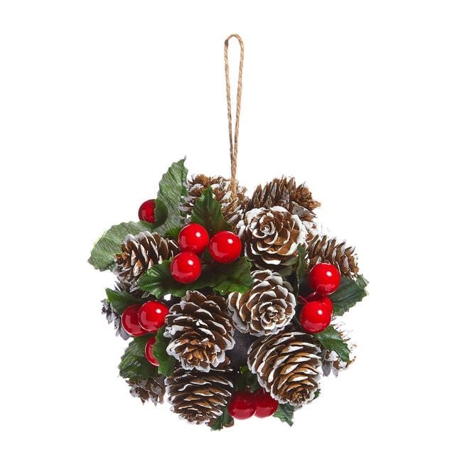 Frosted Pine Cone Berry Christmas Bauble