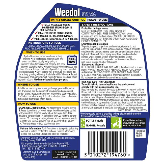 Weedol Path & Gravel Weed Control Gun 1L