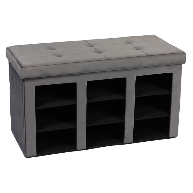 Folding Slim Shoe Storage Ottoman Grey Home Store + More