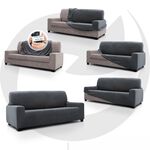 REGAL MILLS EASYSTRETCH VELVET DARK GREY  4 Seater Sofa Cover