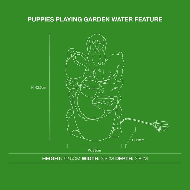 Puppies Playing Garden Water Feature