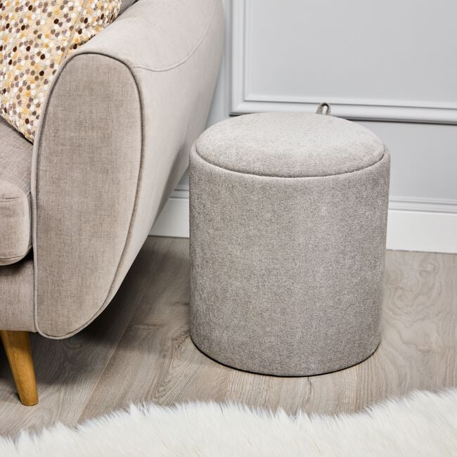 LARGE LIGHT GREY OTTOMAN With Tray