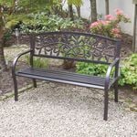 Garden Bench with Cast Iron Back