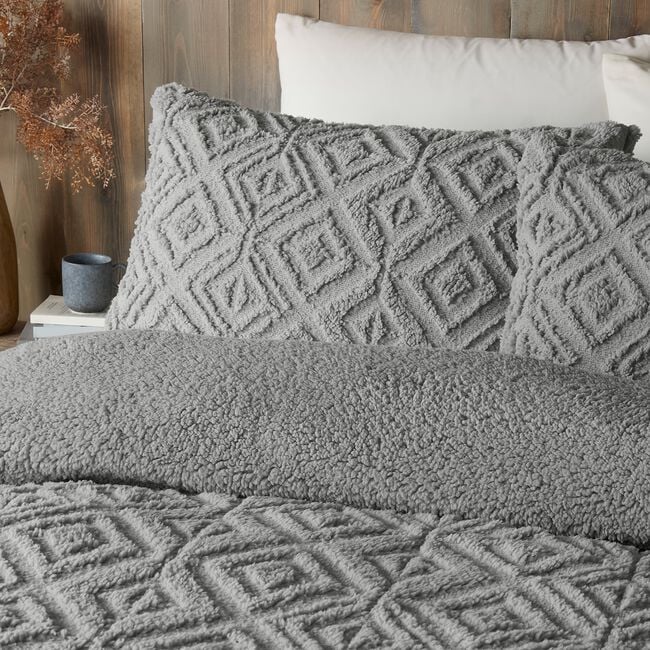 SINGLE DUVET COVER Fusion Geo Fleece Grey