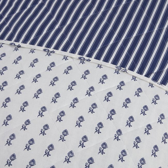 Junia Bedspread 200cm x 220cm - Navy/Natural