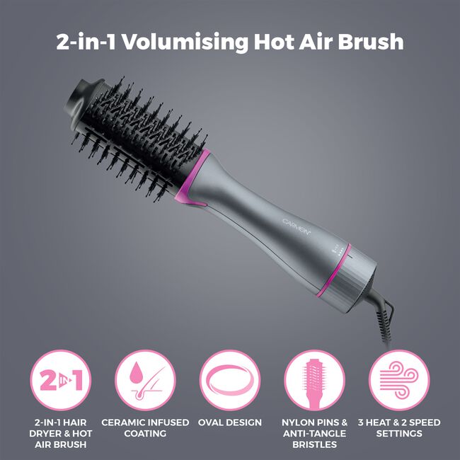 Carmen Neon Oval 2-In-1 Hot Air Brush