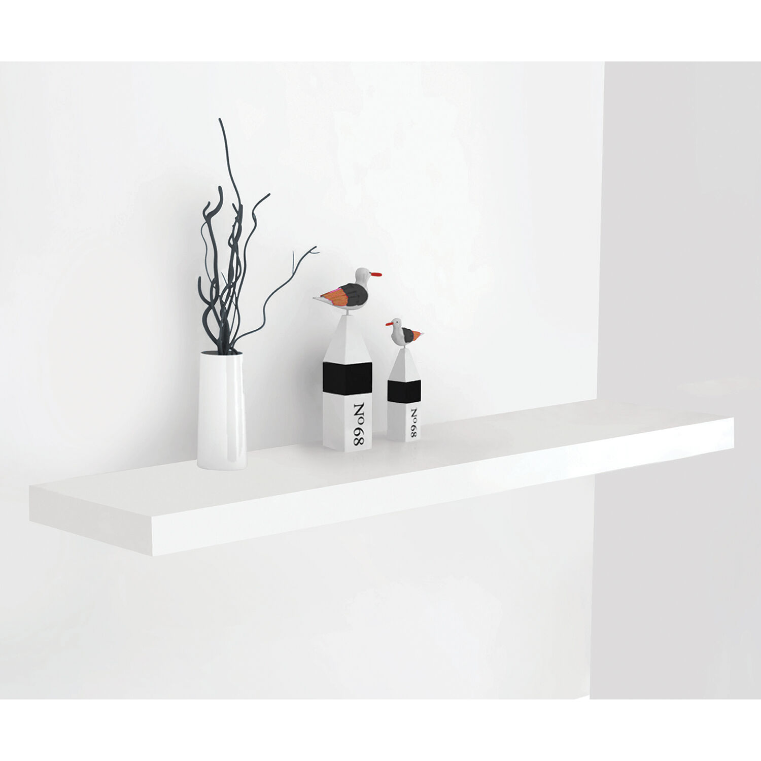 Bergen 80cm White Floating Shelf Home Store + More