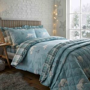 SINGLE DUVET COVER Brushed Cotton Plaid Polar Bears