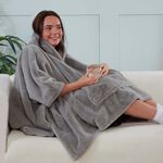 NICOLE DAY FAUX FUR HOODIE BLANKET Grey 