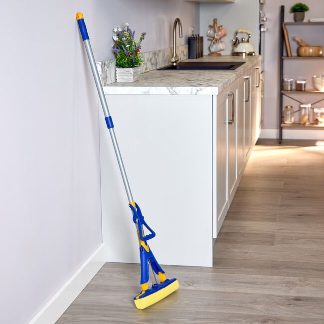 Gleam Clean Sponge Mop & Telescopic Handle