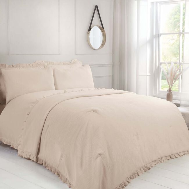 Cotton Muslin Bedspread 200cm x 220cm - Ivory