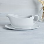 Abney & Croft White Gravy Boat with Stand