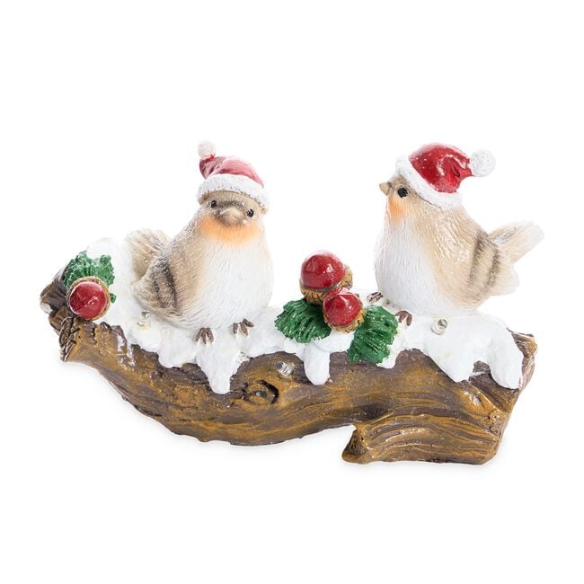 Christmas Robins On Snowy Log