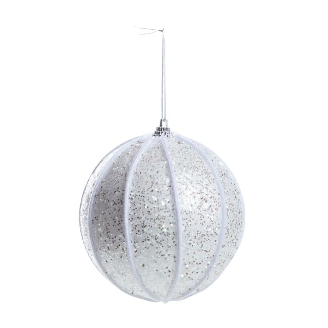 Glitter Christmas Bauble Tree Decoration - Ivory