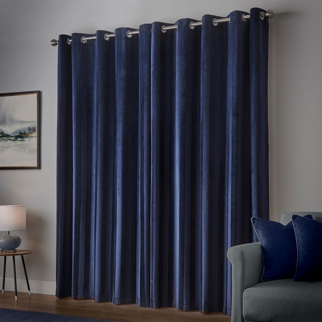 THERMAL BRUSHED STRIPE NAVY 66x54 Curtain