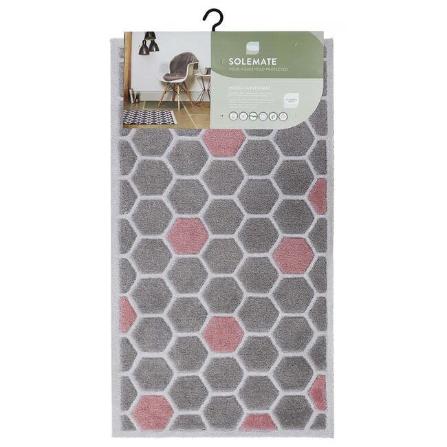 JVL Solemate Handcarved Honeycomb Doormat 57x100cm