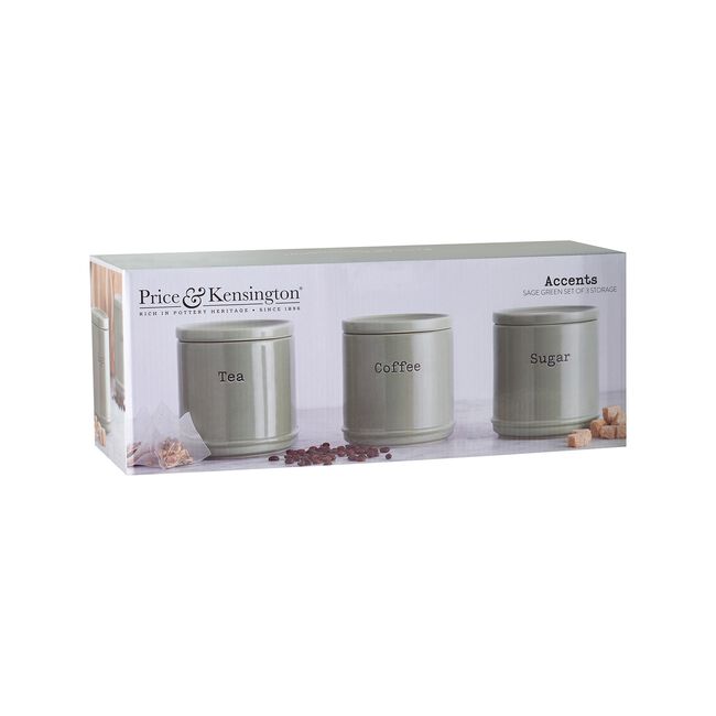Price & Kensington Set Of 3 Canisters - Sage Green