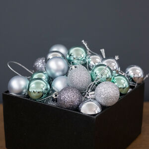 Silver Mini Bauble Set - 49 Pack